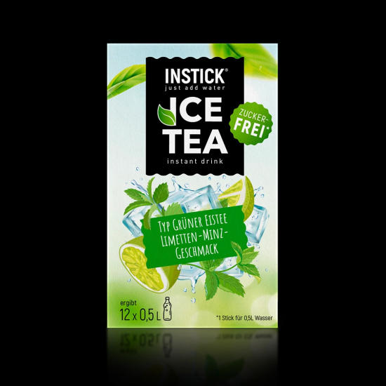 Sugar-free cold tea with mint and lime flavor (green tea extract)