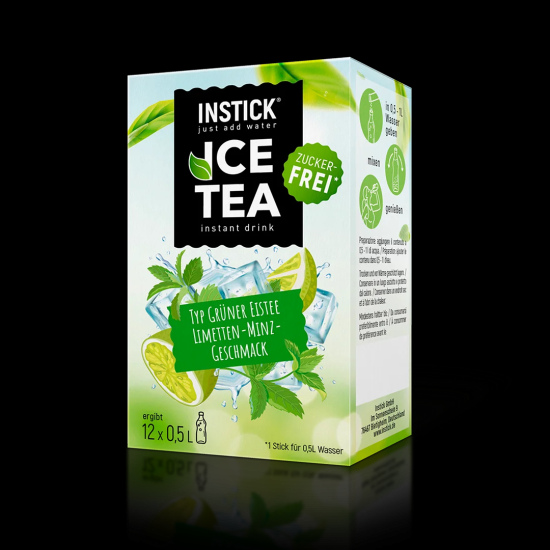Sugar-free cold tea with mint and lime flavor (green tea extract)