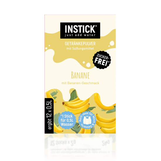 Sugar-free banana-flavored drink – with water or milk