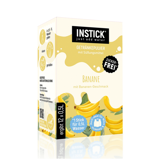 Sugar-free banana-flavored drink – with water or milk