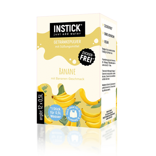 Sugar-free banana-flavored drink – with water or milk