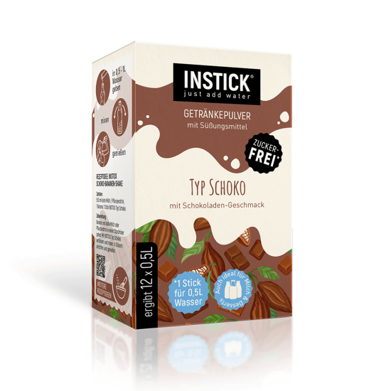 Sugar-free chocolate drink – with water or milk