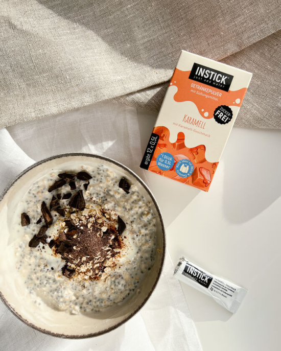 Sugar-free caramel-flavored drink – with water or milk