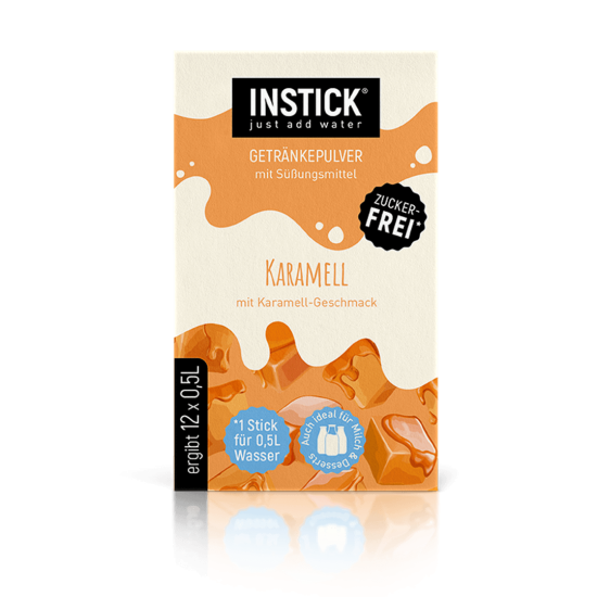Sugar-free caramel-flavored drink – with water or milk
