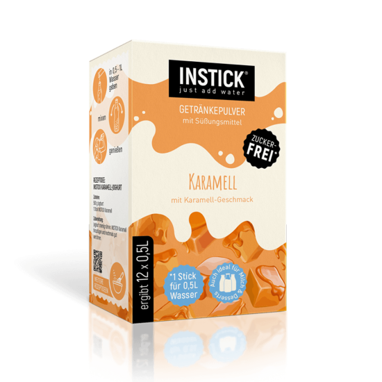 Sugar-free caramel-flavored drink – with water or milk