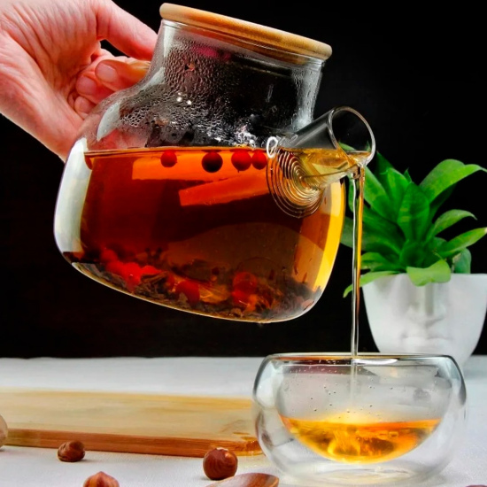 Glass kettle with bamboo lid “Bamboo”, 1000 ml