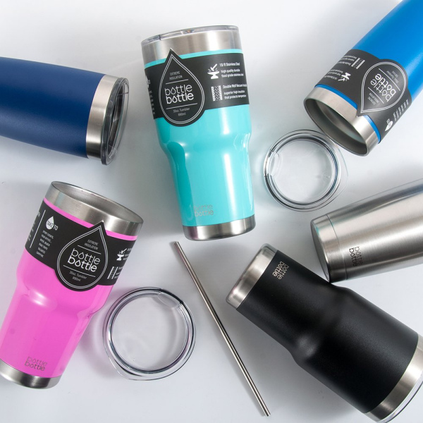 Botel Botel' Insulated Stainless Steel Mug, Travel Cup for Hot Drinks 880ml, pink