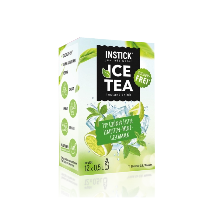 Sugar-Free Lime & Mint Iced Tea with Green Tea Extract, 12 Sticks × 0,5-1 L — product image