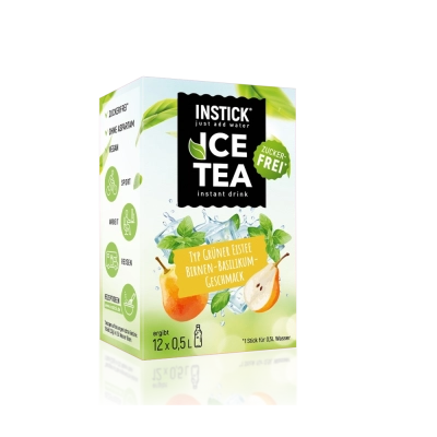 Sugar-Free Pear & Basil Iced Tea with Green Tea Extract, 12 Sticks &times; 0,5-1 L — Product image