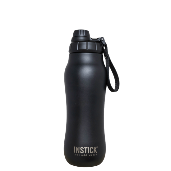 Rounded thermal water bottle with handle Black (0.7 L)