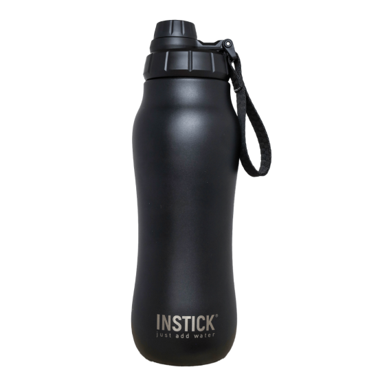 Rounded thermal water bottle with handle Black (1.2 L)