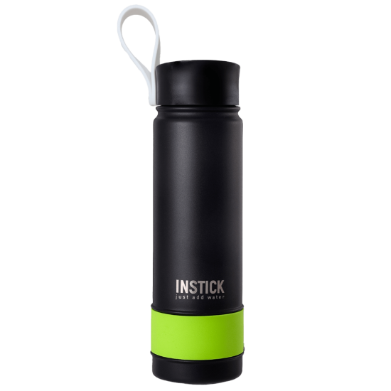 Thermal water bottle with grass-green carabiner, click lid (0.65 L)
