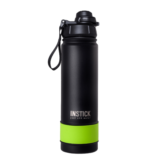 Thermal water bottle with grass-green carabiner, sport lid (0.65 L)