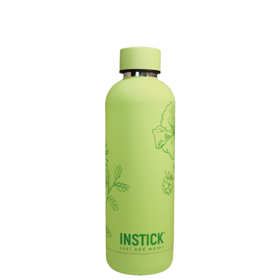 Lime-green illustrated thermal bottle (0.5 L)