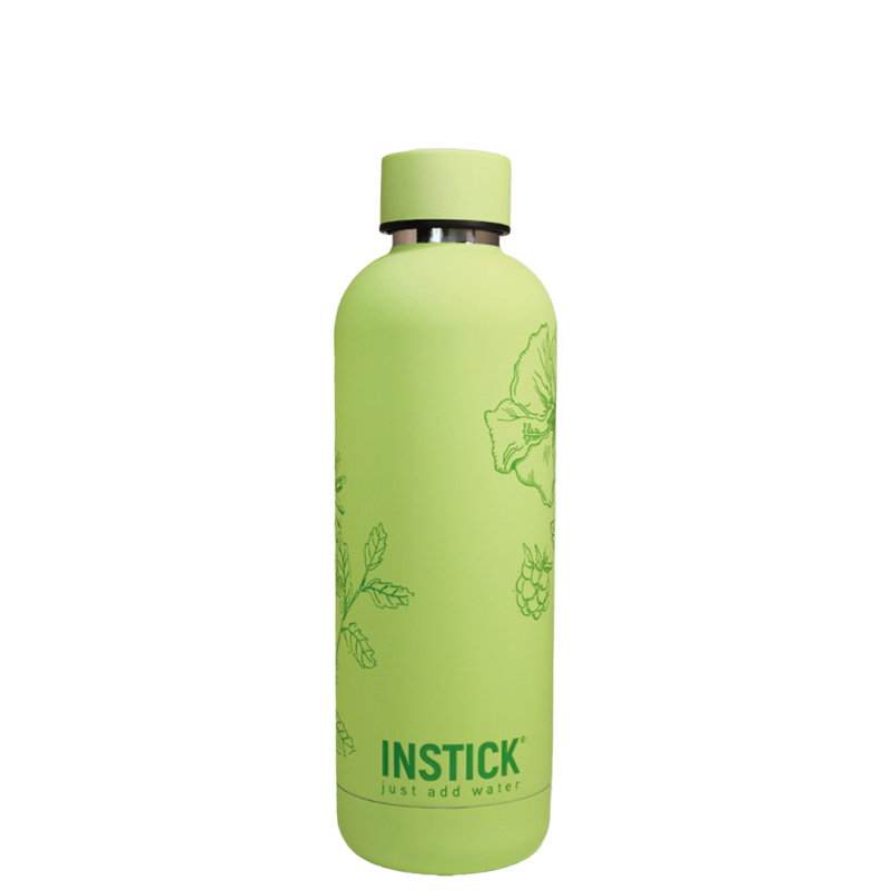 Lime-green illustrated thermal bottle (0.5 L)