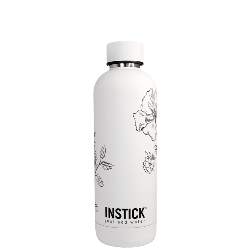 White illustrated thermal bottle (0.5 L)