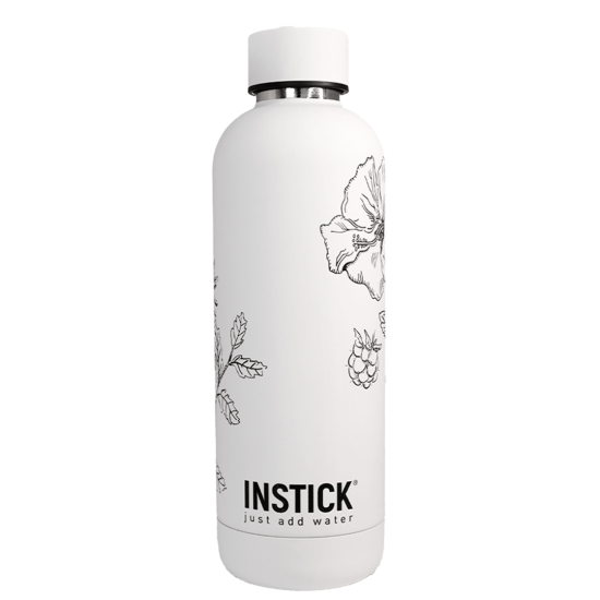 White illustrated thermal bottle (0.75 L)