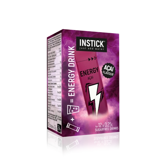 Boisson énergisante sans sucre Açaï, 12 sticks × 0,25 L — image du produit