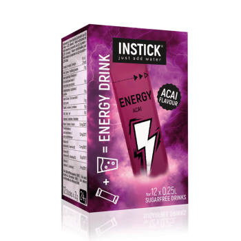 משקה אנרגיה ללא סוכר בטעם אסאי – 12 סטיקים להכנת 0.25 ליטר