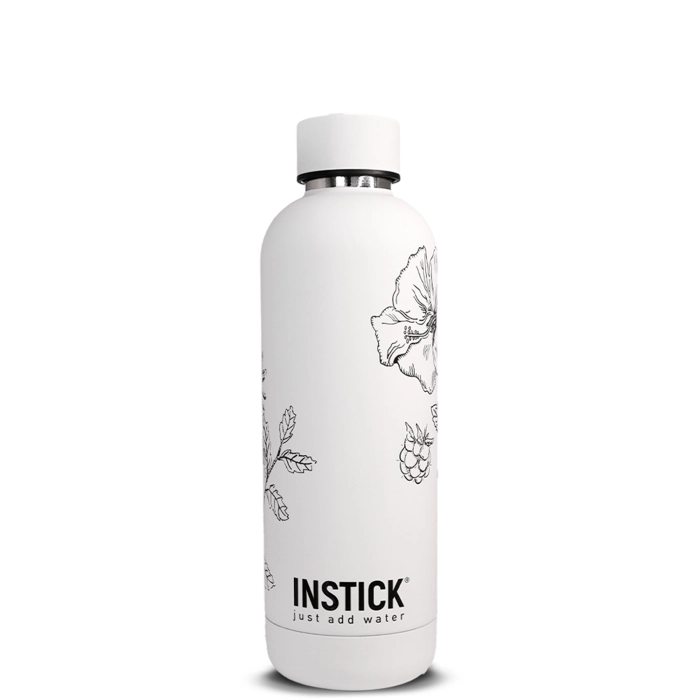בקבוק תרמי Slim Floral INSTICK 0.75 ל׳ — לבן — תמונת מוצר