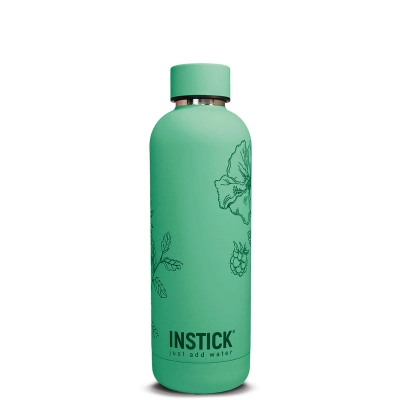 Термобутылка INSTICK Slim Floral, 0,75 л &mdash; яблочно-зелёная — Изображение товара
