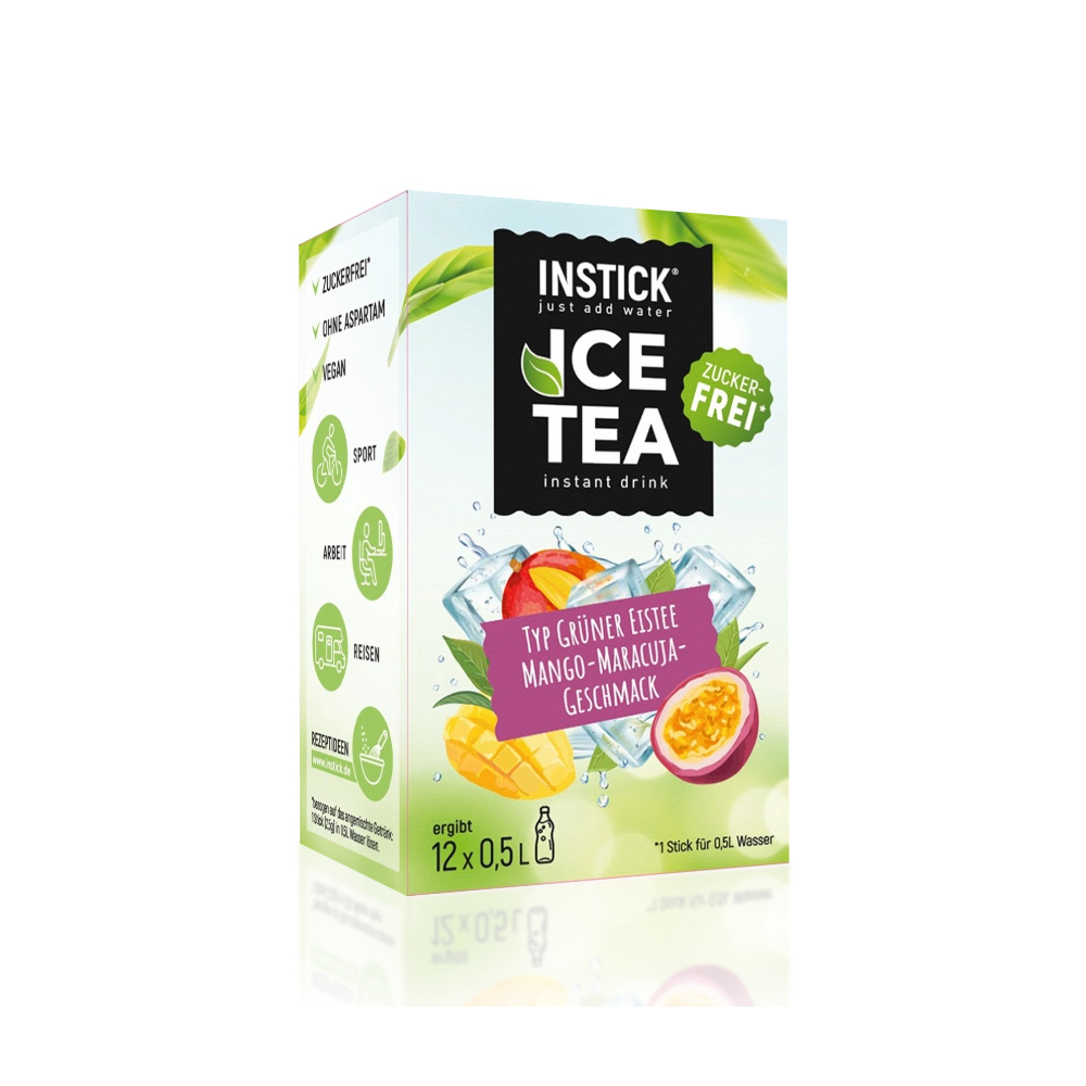 Sugar-Free Mango & Passion Fruit Iced Tea with Green Tea Extract, 12 Sticks &times; 0,5-1 L