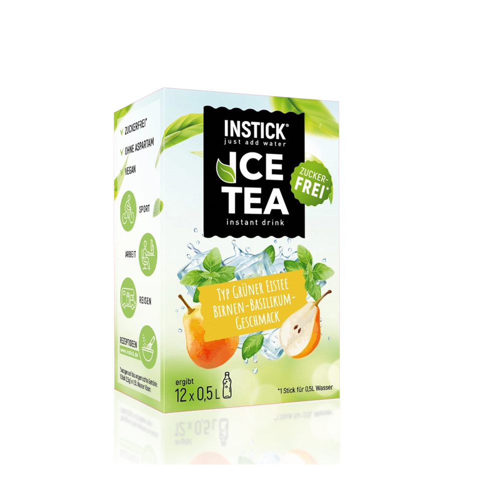 Sugar-Free Pear & Basil Iced Tea with Green Tea Extract, 12 Sticks &times; 0,5-1 L — Product image