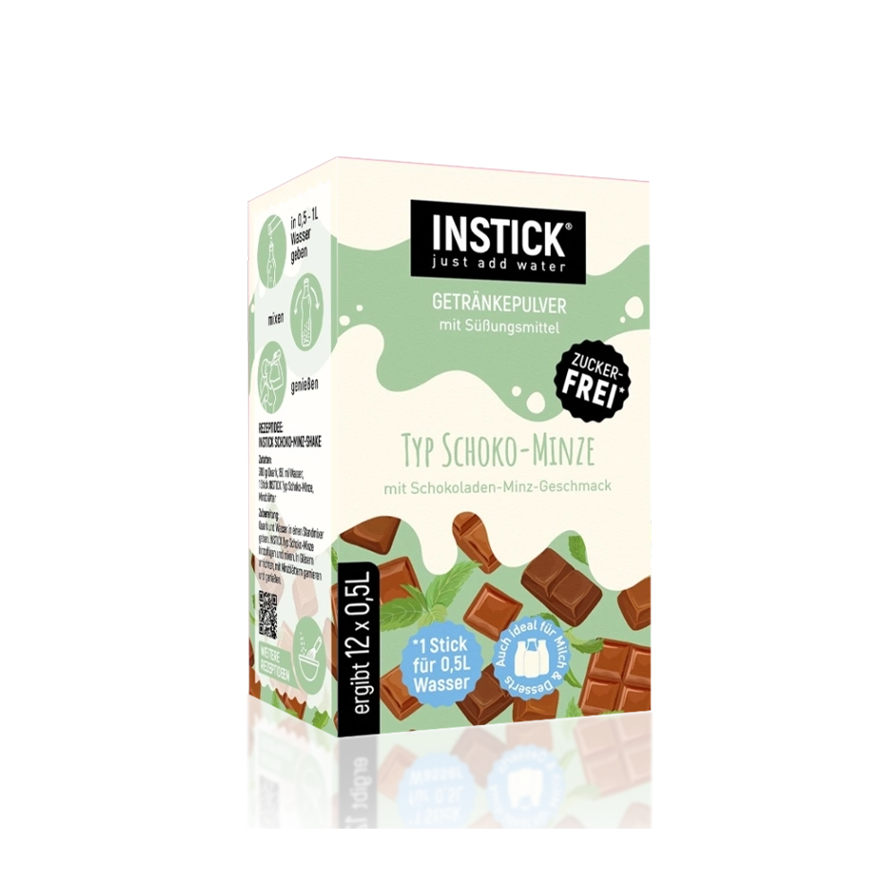 Boisson lact&eacute;e sans sucre Chocolat & menthe, 12 sticks &times; 0,5 L