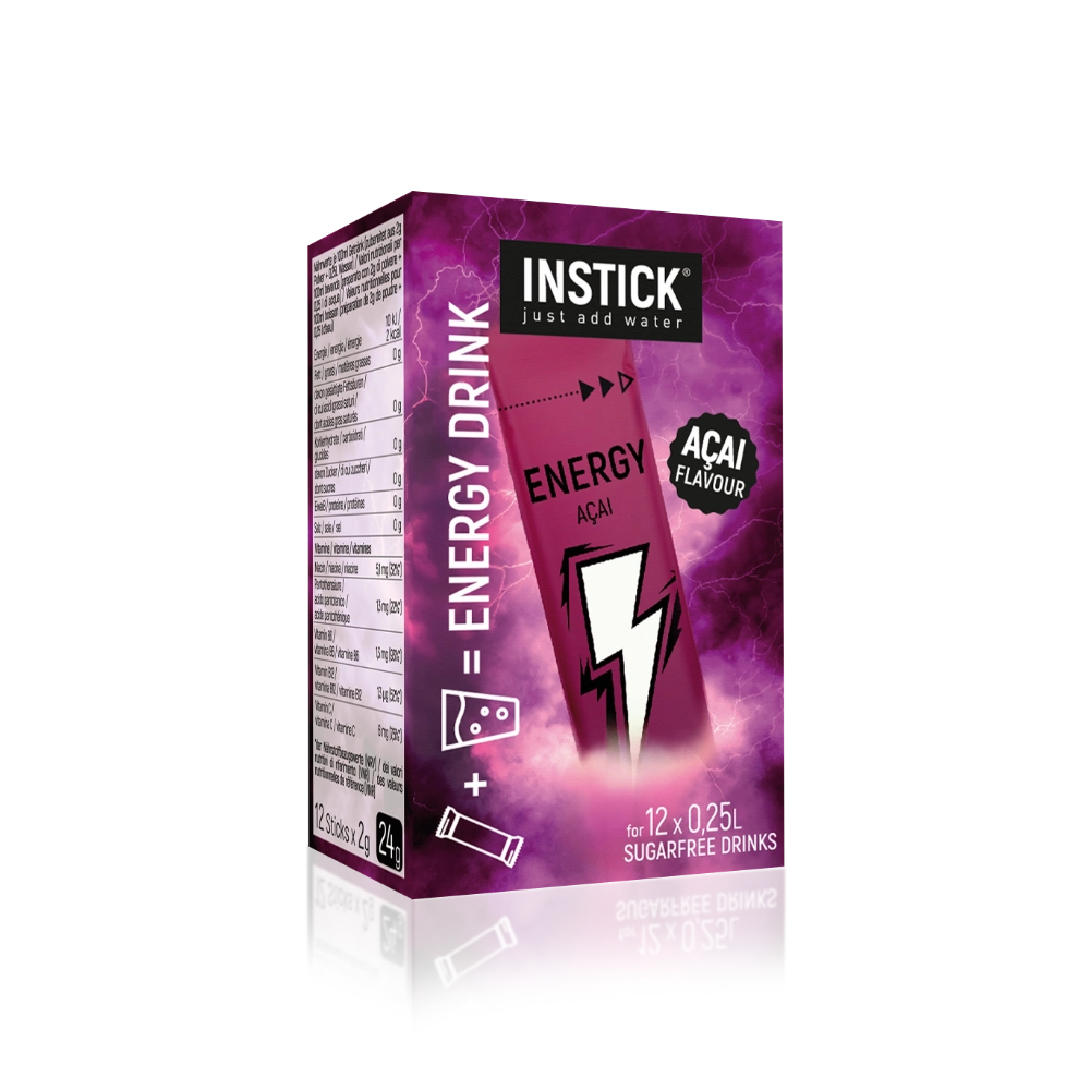 Boisson &eacute;nergisante sans sucre A&ccedil;a&iuml;, 12 sticks &times; 0,25 L