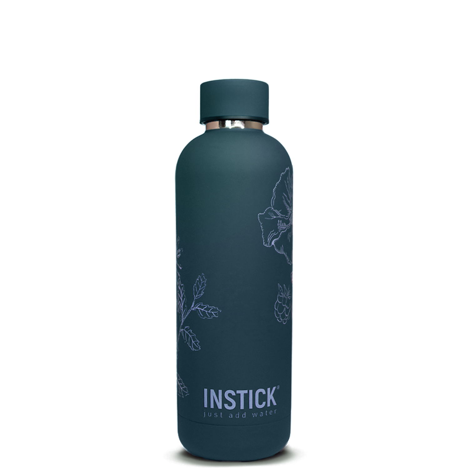 INSTICK Slim Floral insulated bottle 0.5 L &mdash; Navy — Product image