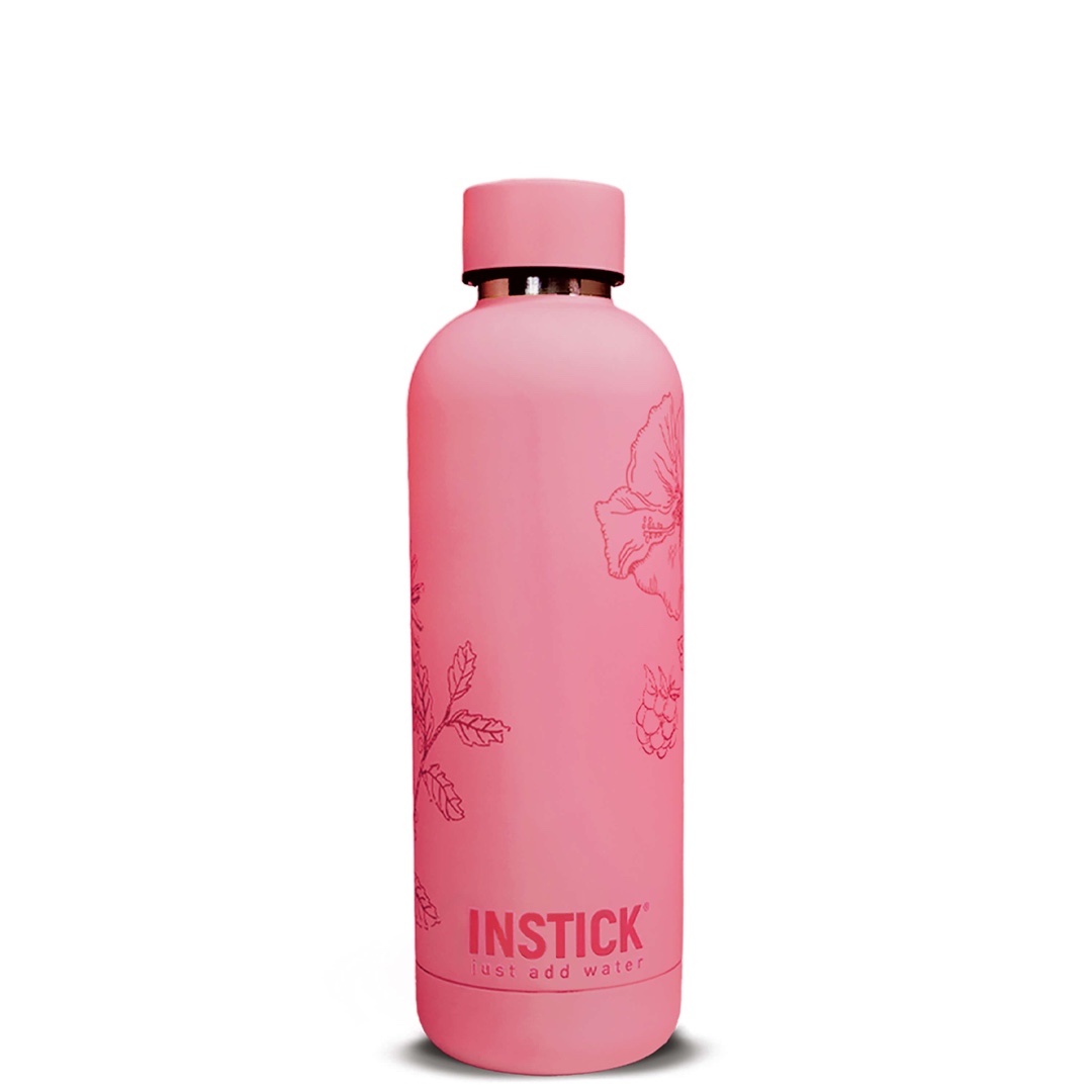 INSTICK Slim Floral insulated bottle 0.5 L &mdash; Rose — Product image