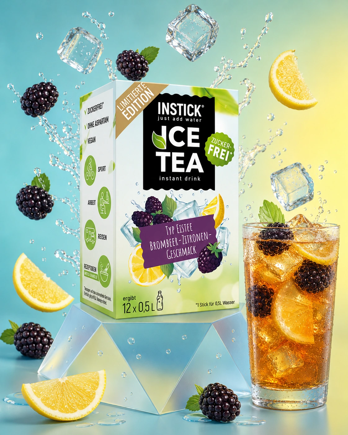 Sugar-Free Blackberry & Lemon Iced Tea with Black Tea Extract, 12 Sticks &times; 0,5-1 L — Alternate product image