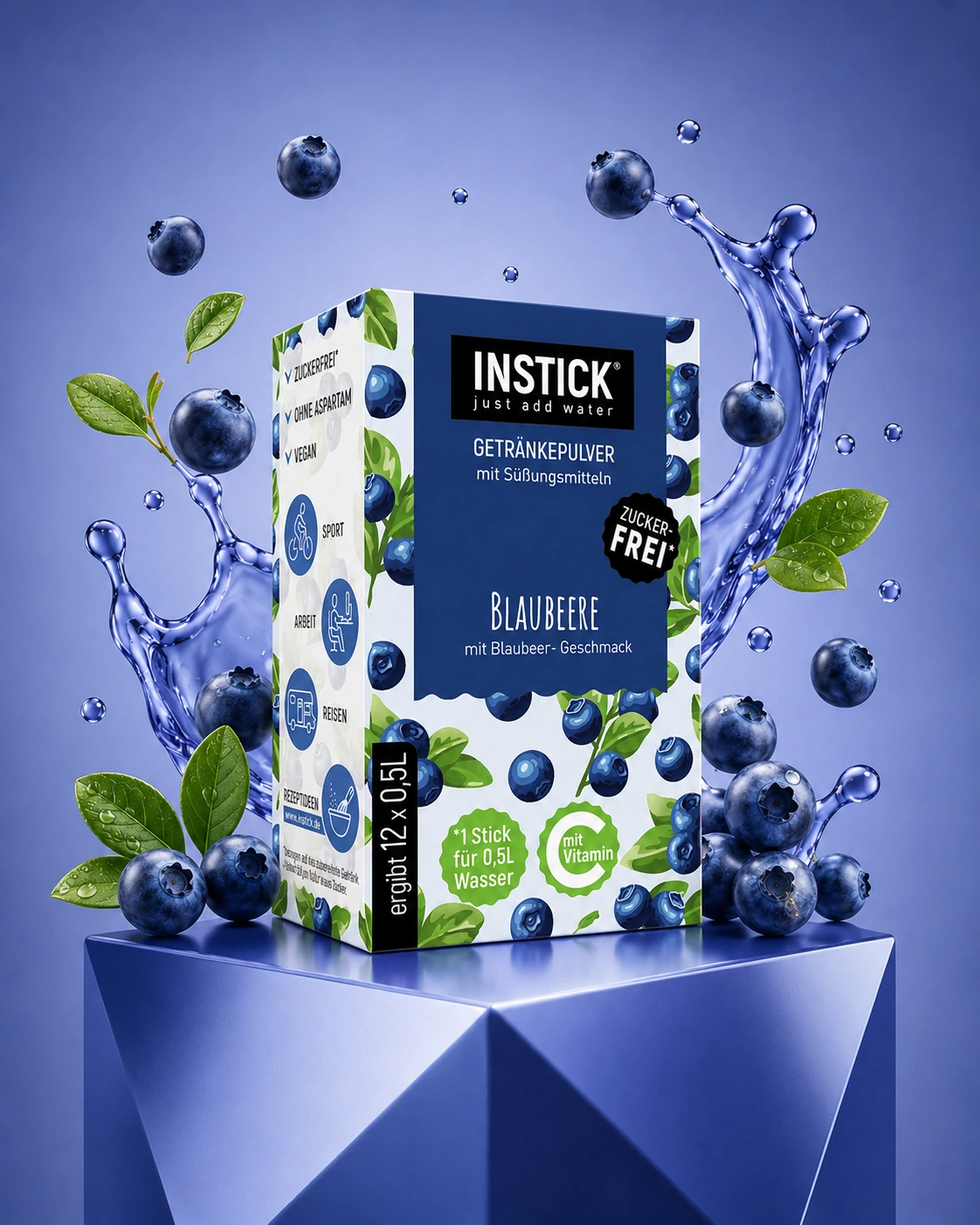 Boisson sans sucre Myrtille, 12 sticks &times; 0,5&ndash;1 L — Image secondaire du produit