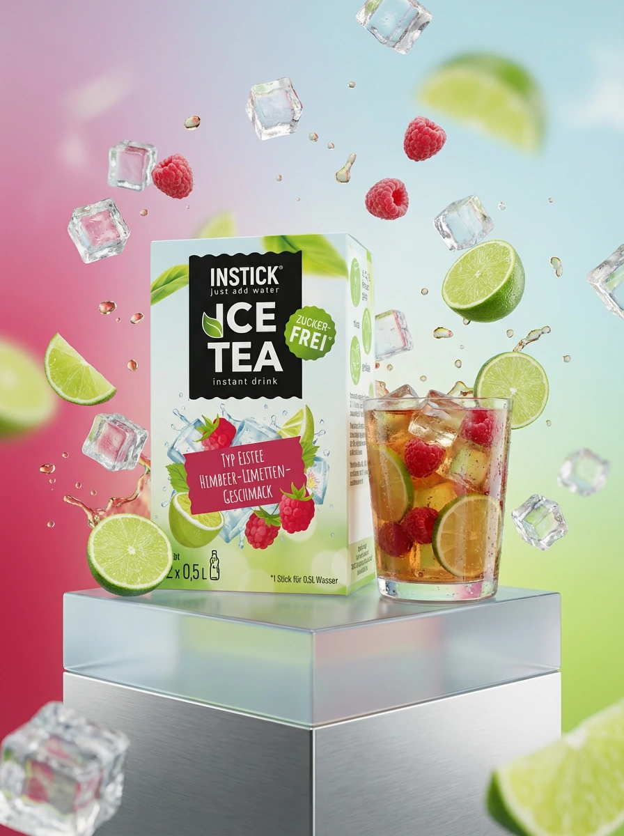 Th&eacute; glac&eacute; sans sucre Framboise & citron vert &agrave; l&rsquo;extrait de th&eacute; noir, 12 sticks &times; 0,5&ndash;1 L — Image secondaire du produit